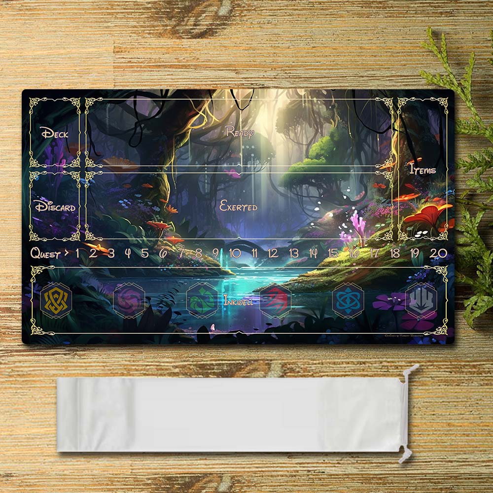 Brettspiel-Peripherie – Wald – Lorcana Spielmatte, Größe 59,9 x 34,9 cm, kompatibel mit TCG, RPG, CCG, Mauspad, Schreibtischunterlage