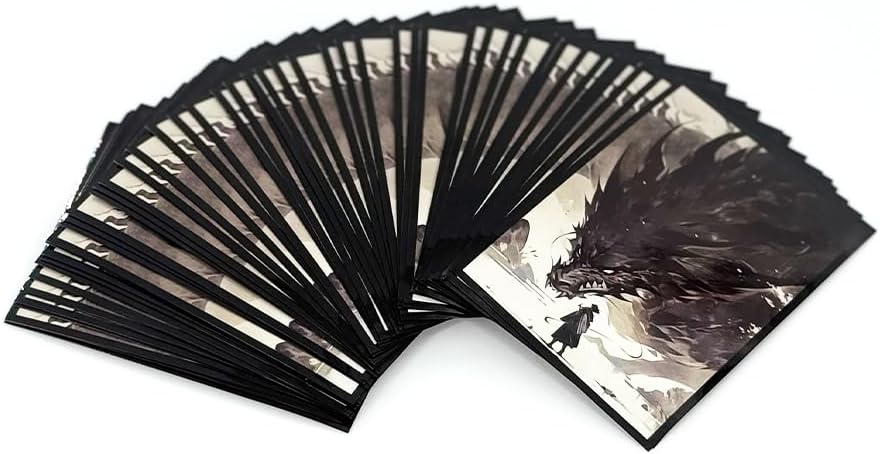 100 PCS TCG/MTG Card Sleeves, Sleeves Size is 2.6 x 3.6 in Applicable to OCG CCG DTCG PTCG, Fit Standard Size Cards (Black Dragon)