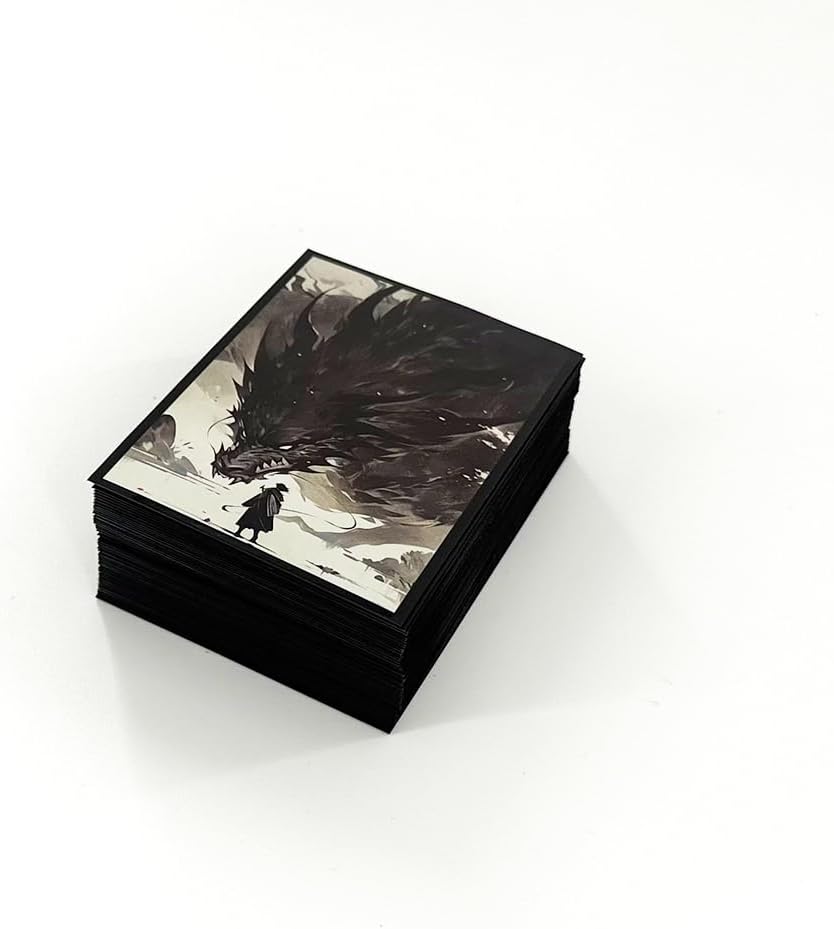 100 PCS TCG/MTG Card Sleeves, Sleeves Size is 2.6 x 3.6 in Applicable to OCG CCG DTCG PTCG, Fit Standard Size Cards (Black Dragon)
