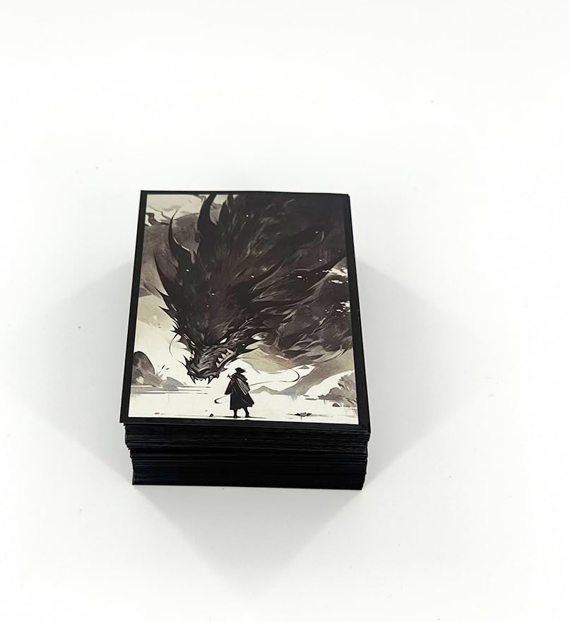 100 PCS TCG/MTG Card Sleeves, Sleeves Size is 2.6 x 3.6 in Applicable to OCG CCG DTCG PTCG, Fit Standard Size Cards (Black Dragon)