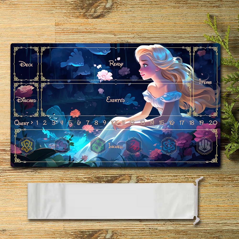 Tabulludo Ekstercentra - Princess4 - Lorcana Playmat Grandeco 23.6X13.7in Ludaj matoj Kongruaj por TCG RPG CCG Mouse Pad Tablomatoj