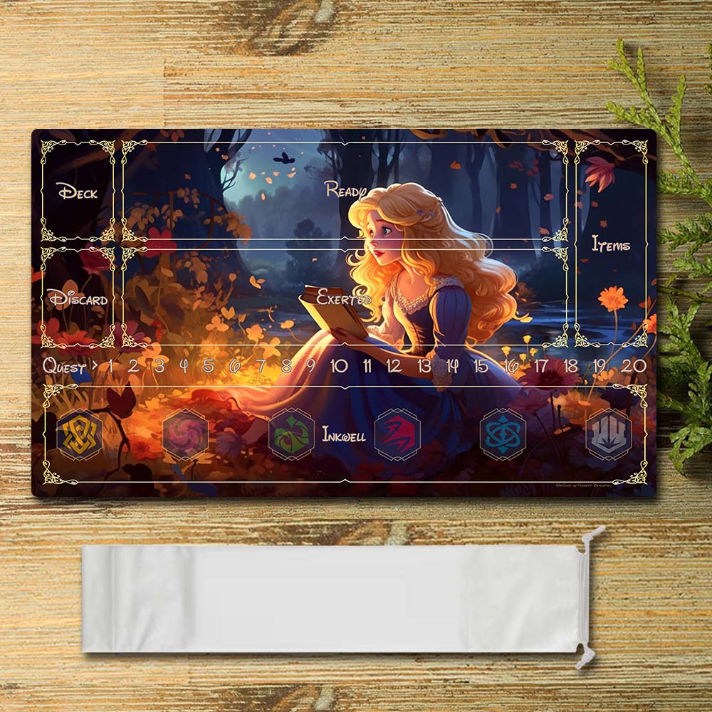 Tabulludo Ekstercentra - Princess7 - Lorcana Playmat Grandeco 23.6X13.7in Ludaj matoj Kongruaj por TCG RPG CCG Mouse Pad Tablomatoj