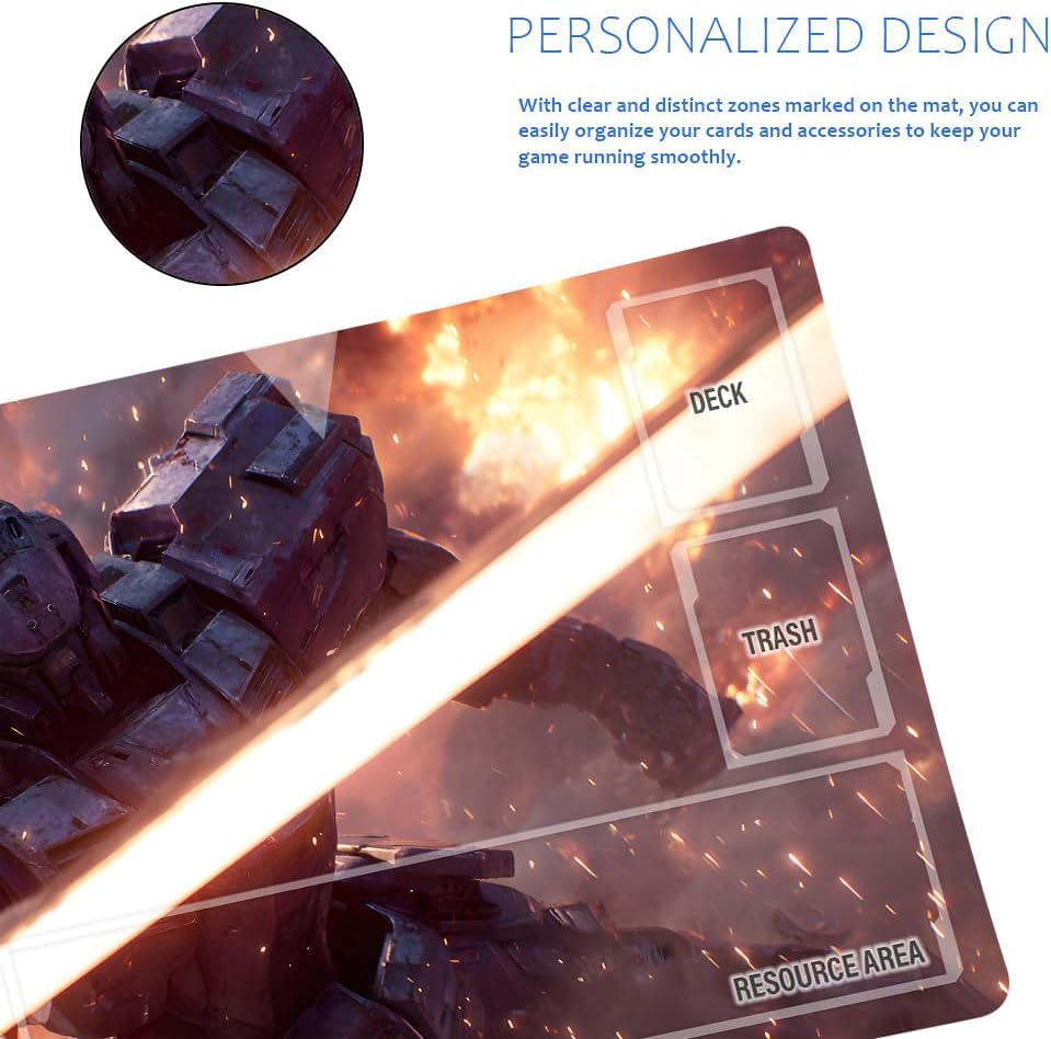 GCG Playmats with Zones - 24"x14" Unofficial GCG Card Game Mat New Player Gundam Playmat Compatible TCG Player Include Storage Bag (GAODA (13)-Zone)