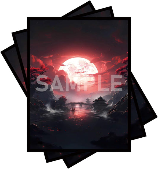 100 PCS TCG/MTG Card Sleeves, Sleeves Size is 2.6 x 3.6 in Applicable to OCG CCG DTCG PTCG, Fit Standard Size Cards - Red Moon