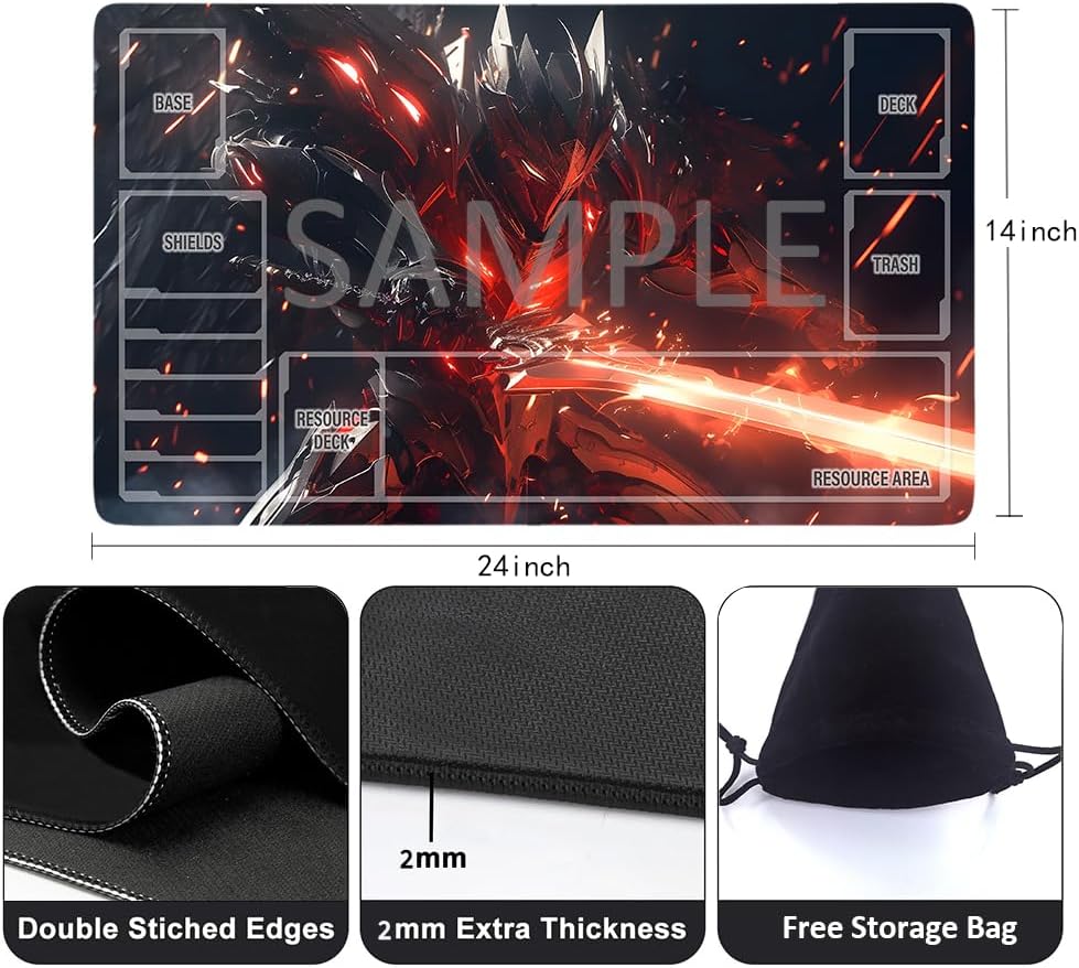 GCG Playmats with Zones - 24"x14" Unofficial GCG Card Game Mat New Player Gundam Playmat Compatible TCG Player Include Storage Bag (GAODA (16)-Zone)