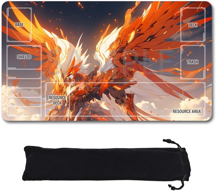 GCG Playmats with Zones - 24"x14" Unofficial GCG Card Game Mat New Player Gundam Playmat Compatible TCG Player Include Storage Bag (GAODA (9)-Zone)