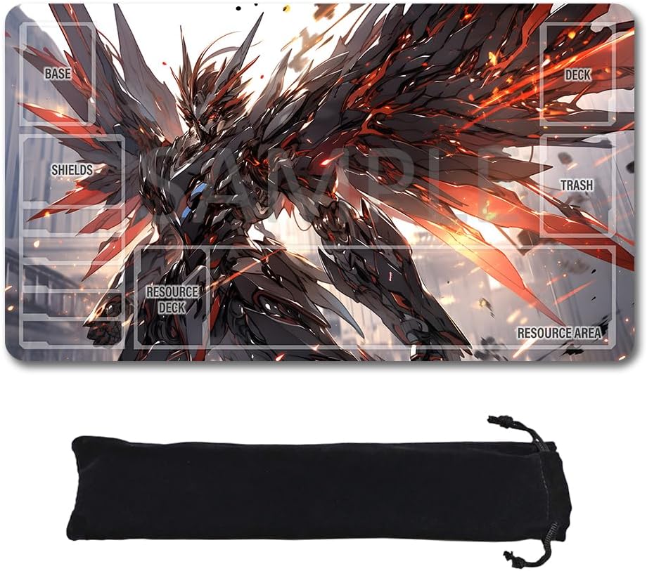 GCG Playmats with Zones - 24"x14" Unofficial GCG Card Game Mat New Player Gundam Playmat Compatible TCG Player Include Storage Bag (GAODA (6)-Zone)