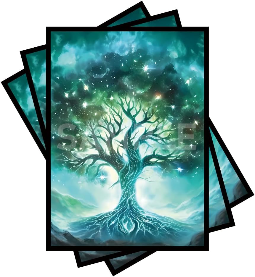 100 PCS TCG/MTG Card Sleeves, Matte Back Anti-Slip & Easy Shuffling Applicable to OCG CCG DTCG PTCG, 2.6 x 3.6 in Standard Size Cards (Tree)