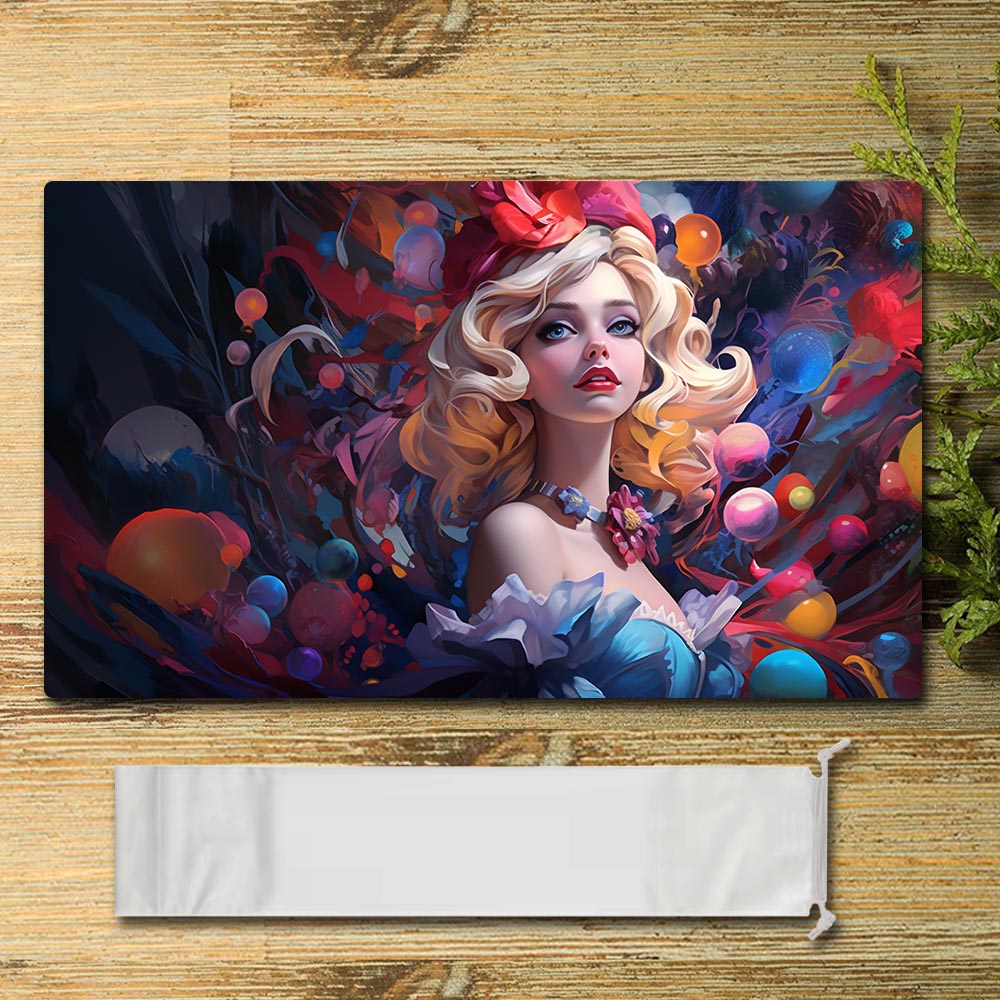 Brettspiel-Peripheriegerät – Farbige Prinzessin – Lorcana Spielmatte, Größe 59,9 x 34,9 cm. Spielmatten, kompatibel mit TCG, RPG, CCG, Mauspad, Schreibtischmatten