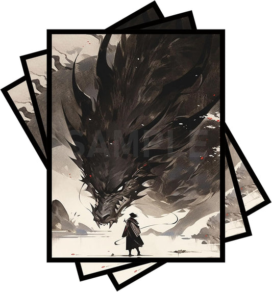 100 PCS TCG/MTG Card Sleeves, Sleeves Size is 2.6 x 3.6 in Applicable to OCG CCG DTCG PTCG, Fit Standard Size Cards (Black Dragon)