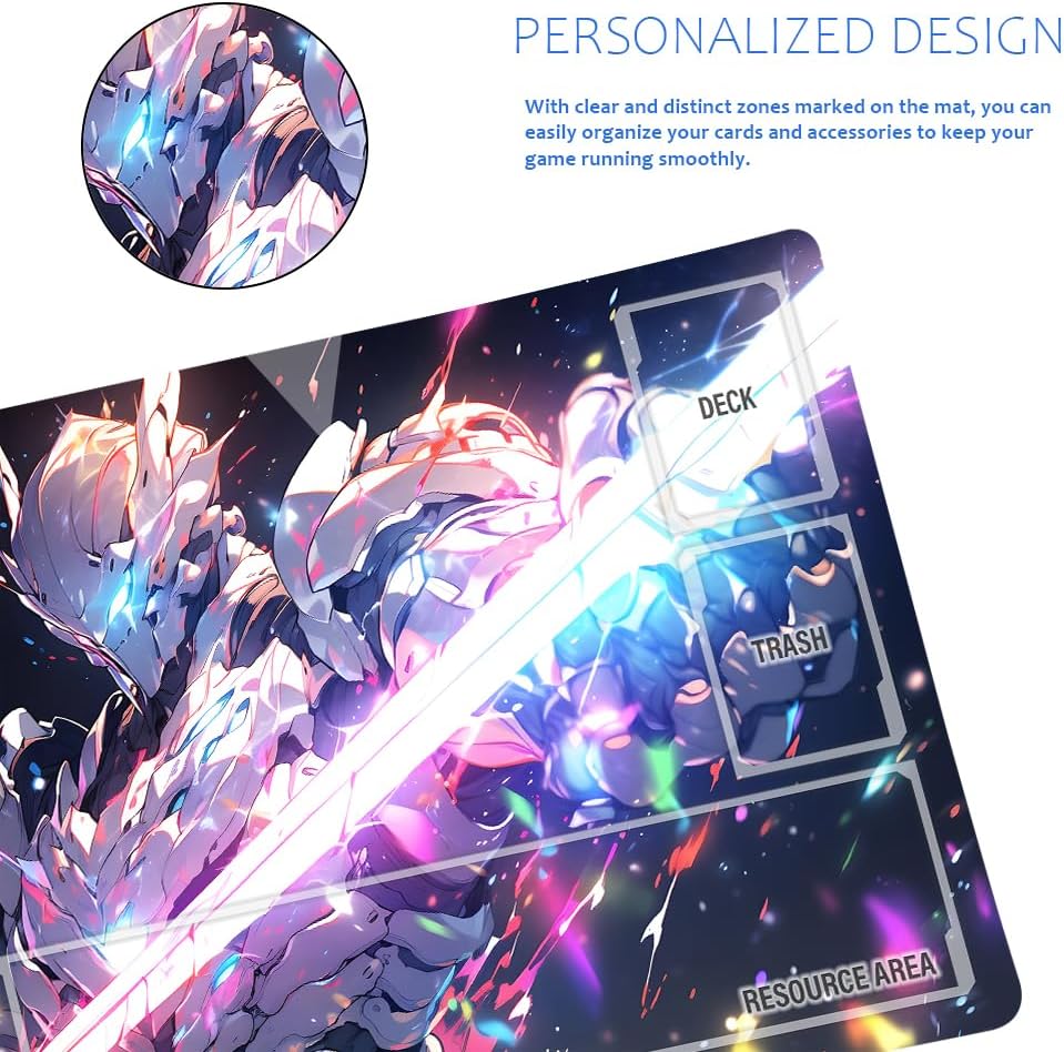 GCG Playmats with Zones - 24"x14" Unofficial GCG Card Game Mat New Player Gundam Playmat Compatible TCG Player Include Storage Bag (GAODA (11)-Zone)