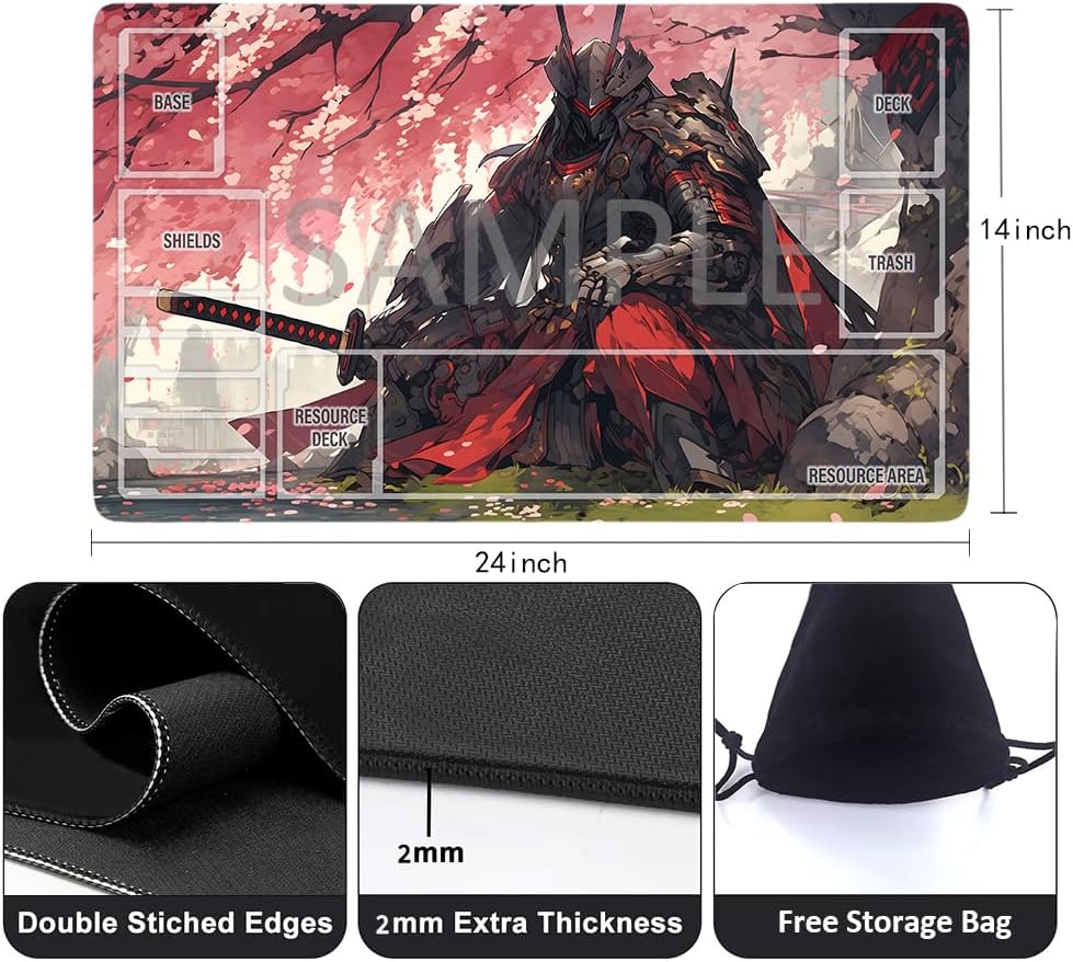 GCG Playmats with Zones - 24"x14" Unofficial GCG Card Game Mat New Player Gundam Playmat Compatible TCG Player Include Storage Bag (GAODA (12)-Zone)