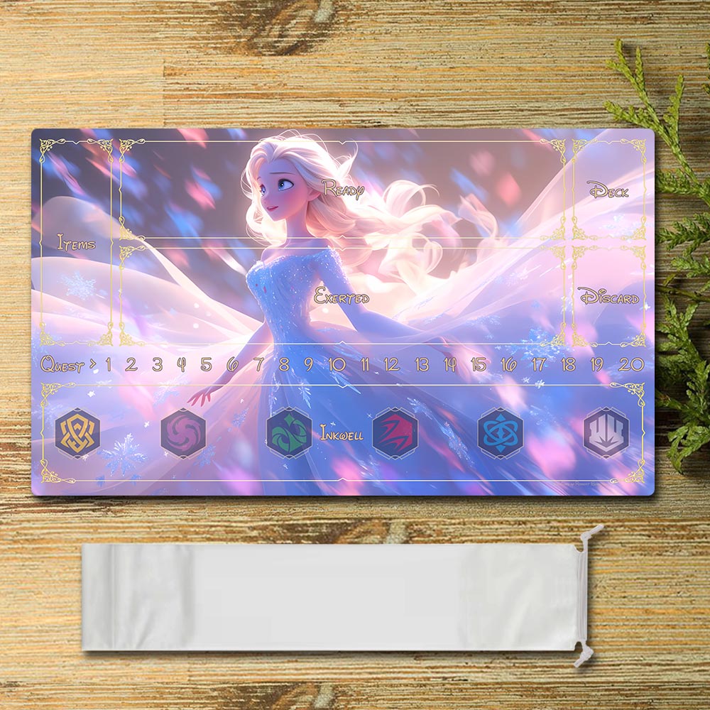 Disney Elsa Lorcana Playmat- DIS17 - Size 23.6X13.7in Play mats Compatible for TCG RPG CCG Mouse Pad Desk Mats