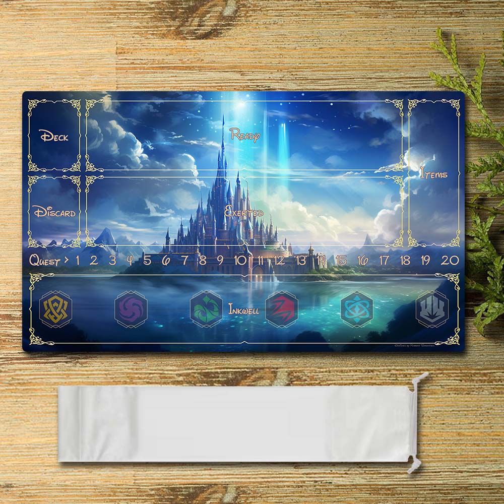 Brettspiel-Peripheriegerät – Castle3 – Lorcana Spielmatte, Größe 59,9 x 34,9 cm, Spielmatten, kompatibel mit TCG, RPG, CCG, Mauspad, Schreibtischmatten