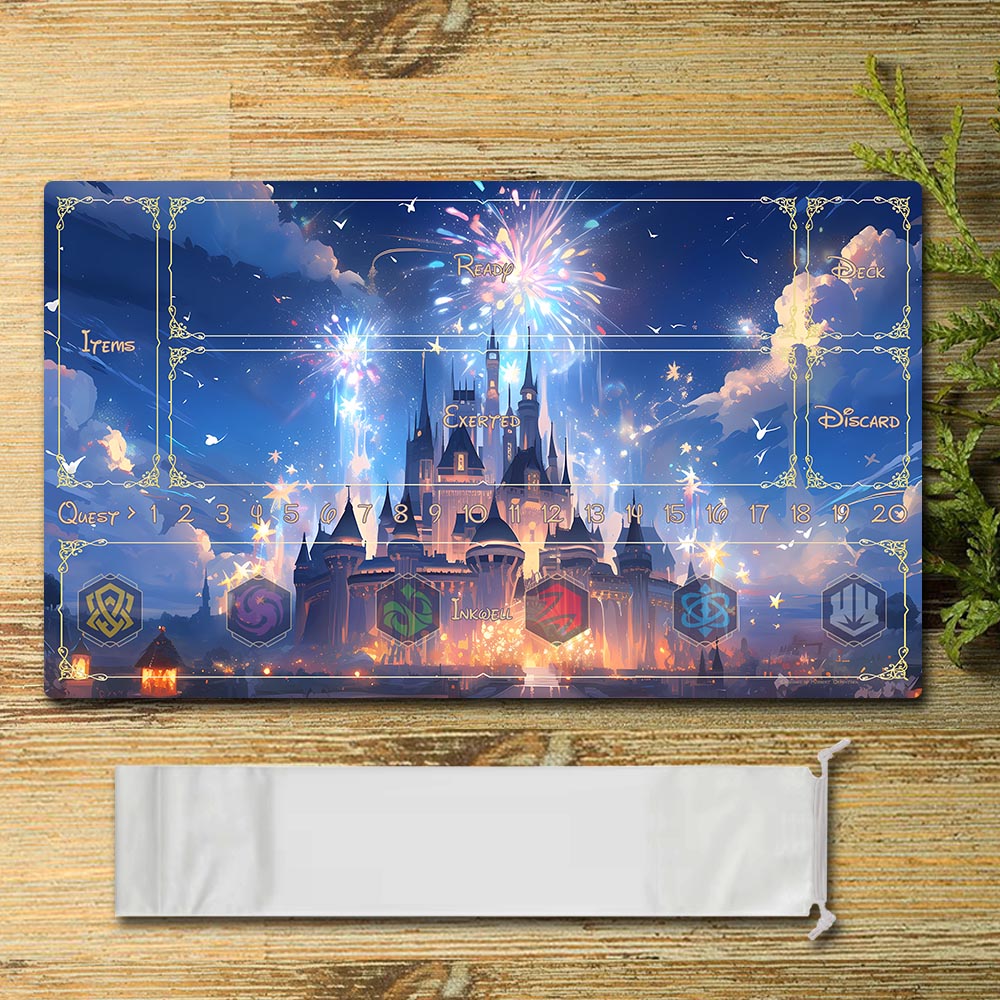 Disney Castle Lorcana Playmat- DIS10 - Size 23.6X13.7in Play mats Compatible for TCG RPG CCG Mouse Pad Desk Mats