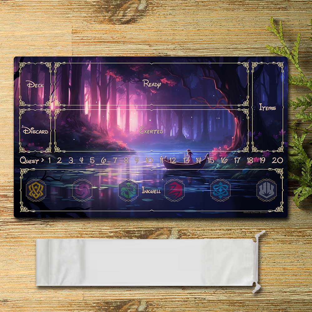 Disney Peripheral - River at night1 - Lorcana Playmat Size 23.6X13.7in Play mats Compatible for TCG RPG CCG Mouse Pad Desk Mats