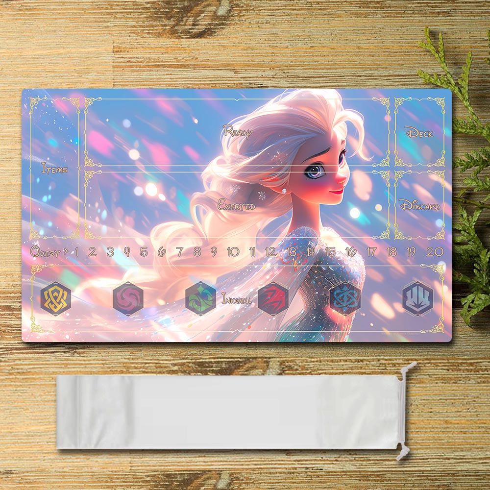 Disney Elsa Lorcana Playmat- DIS19 - Size 23.6X13.7in Play mats Compatible for TCG RPG CCG Mouse Pad Desk Mats