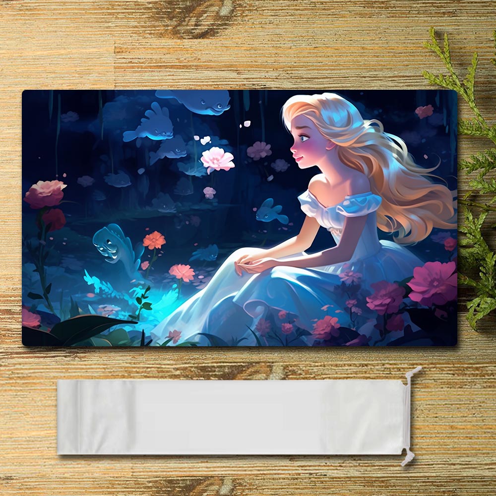 Tabulludo Ekstercentra - Princess4 - Lorcana Playmat Grandeco 23.6X13.7in Ludaj matoj Kongruaj por TCG RPG CCG Mouse Pad Tablomatoj