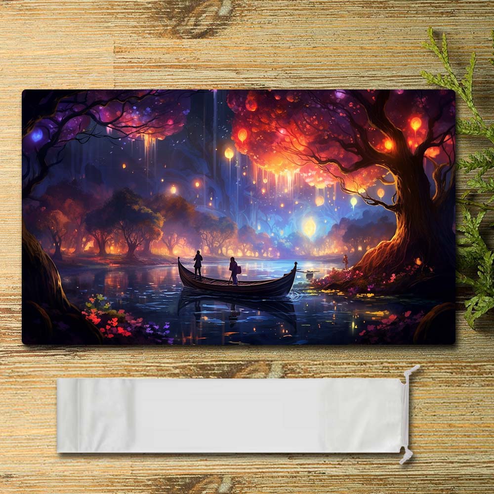 Brettspiel-Peripherie – Fluss bei Nacht3 – Lorcana Spielmattengröße 23,6 x 13,7 Zoll. Spielmatten, kompatibel mit TCG RPG CCG, Mauspad, Schreibtischmatten