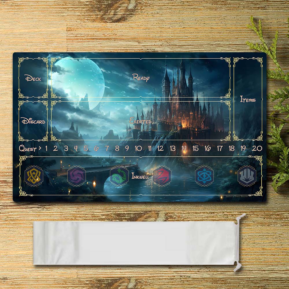 Board Game Peripheral - Dreamland Palace - Lorcana Playmat Size 23.6X13.7in Play mats Compatible for TCG RPG CCG Mouse Pad Desk Mats
