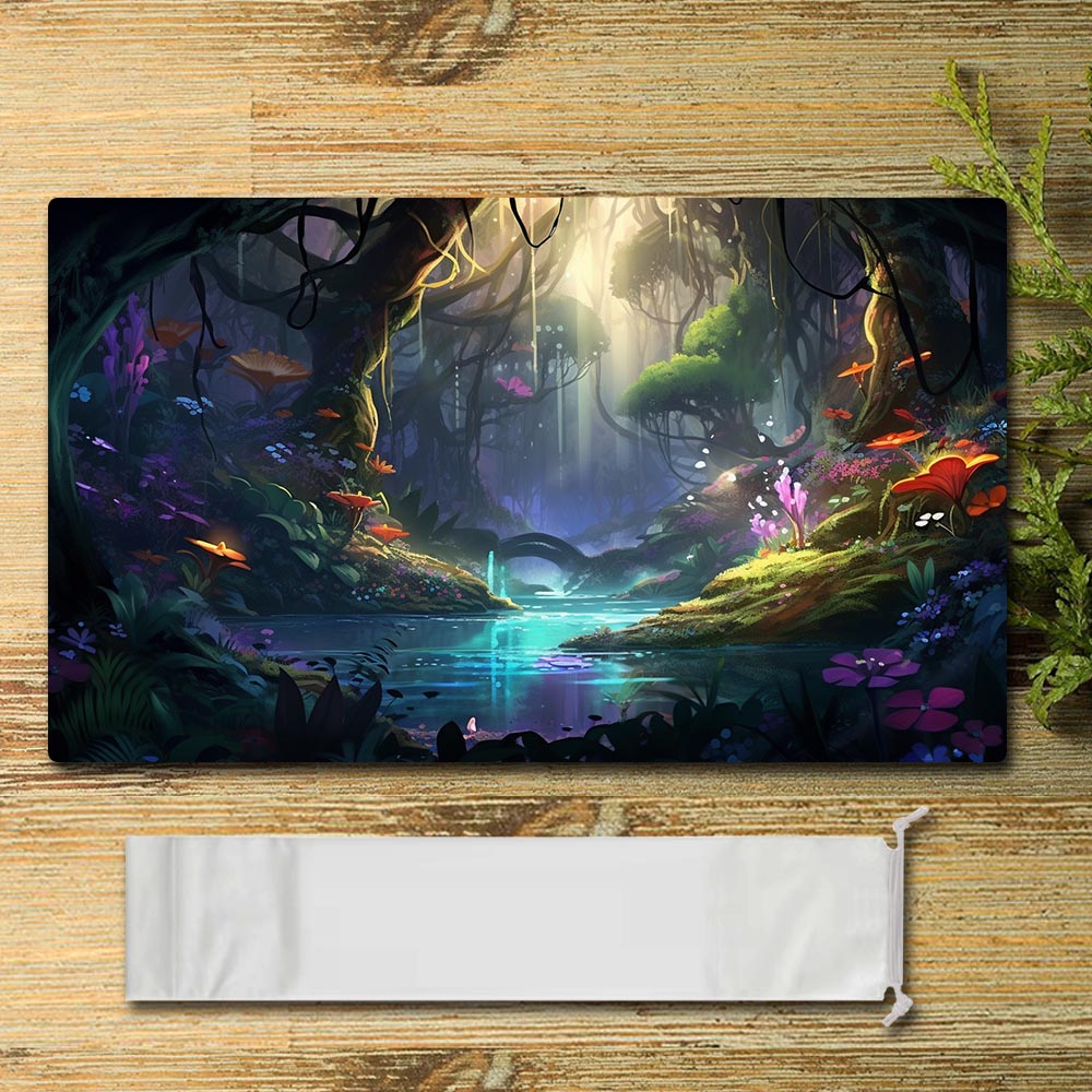 Brettspiel-Peripherie – Wald – Lorcana Spielmatte, Größe 59,9 x 34,9 cm, kompatibel mit TCG, RPG, CCG, Mauspad, Schreibtischunterlage