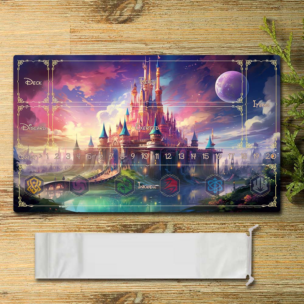 Brettspiel-Peripherie – Schloss – Lorcana Spielmatte, Größe 59,9 x 34,9 cm, Spielmatten, kompatibel mit TCG, RPG, CCG, Mauspad, Schreibtischmatten