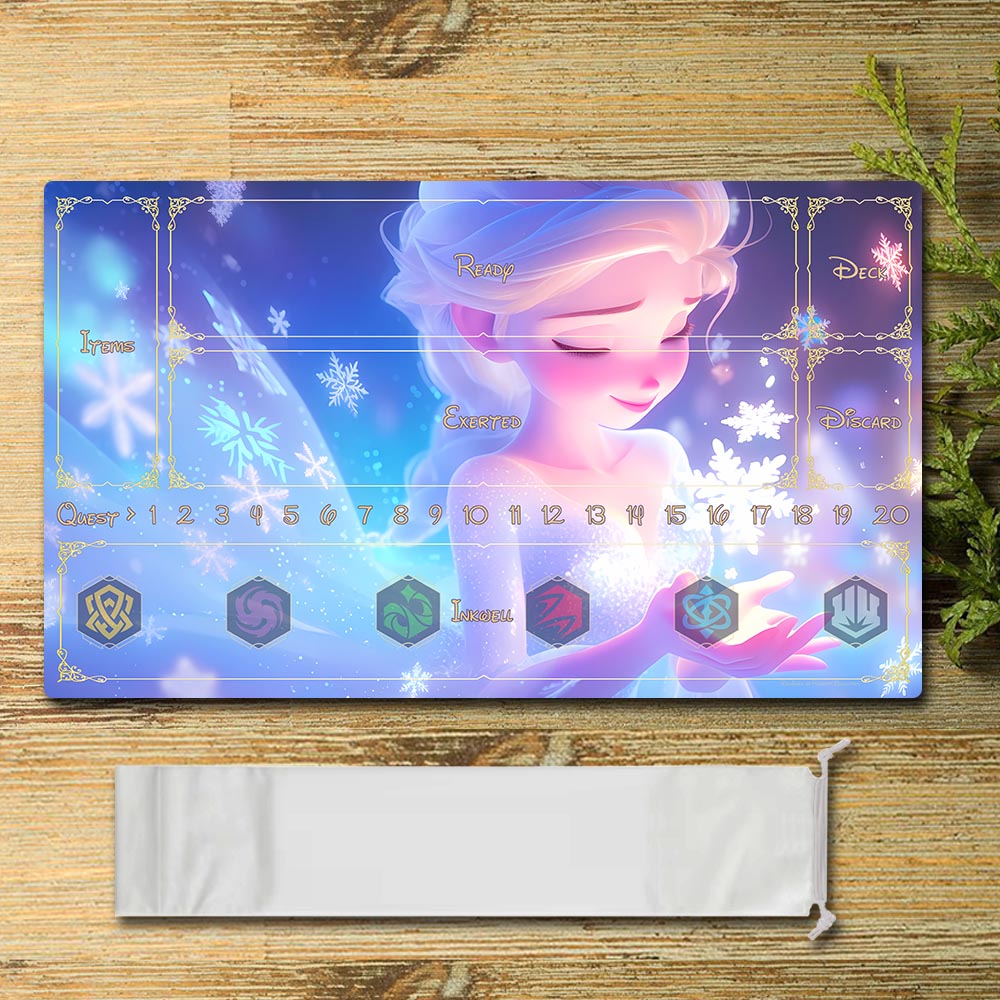 Disney Elsa Lorcana Playmat- DIS4 - Size 23.6X13.7in Play mats Compatible for TCG RPG CCG Mouse Pad Desk Mats