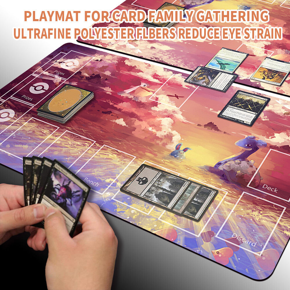 NEW Pokemon Playmat Stitched Edge with Card Zones Free Bag Rubber Playmat Stitched Edge Compatible Pokemon