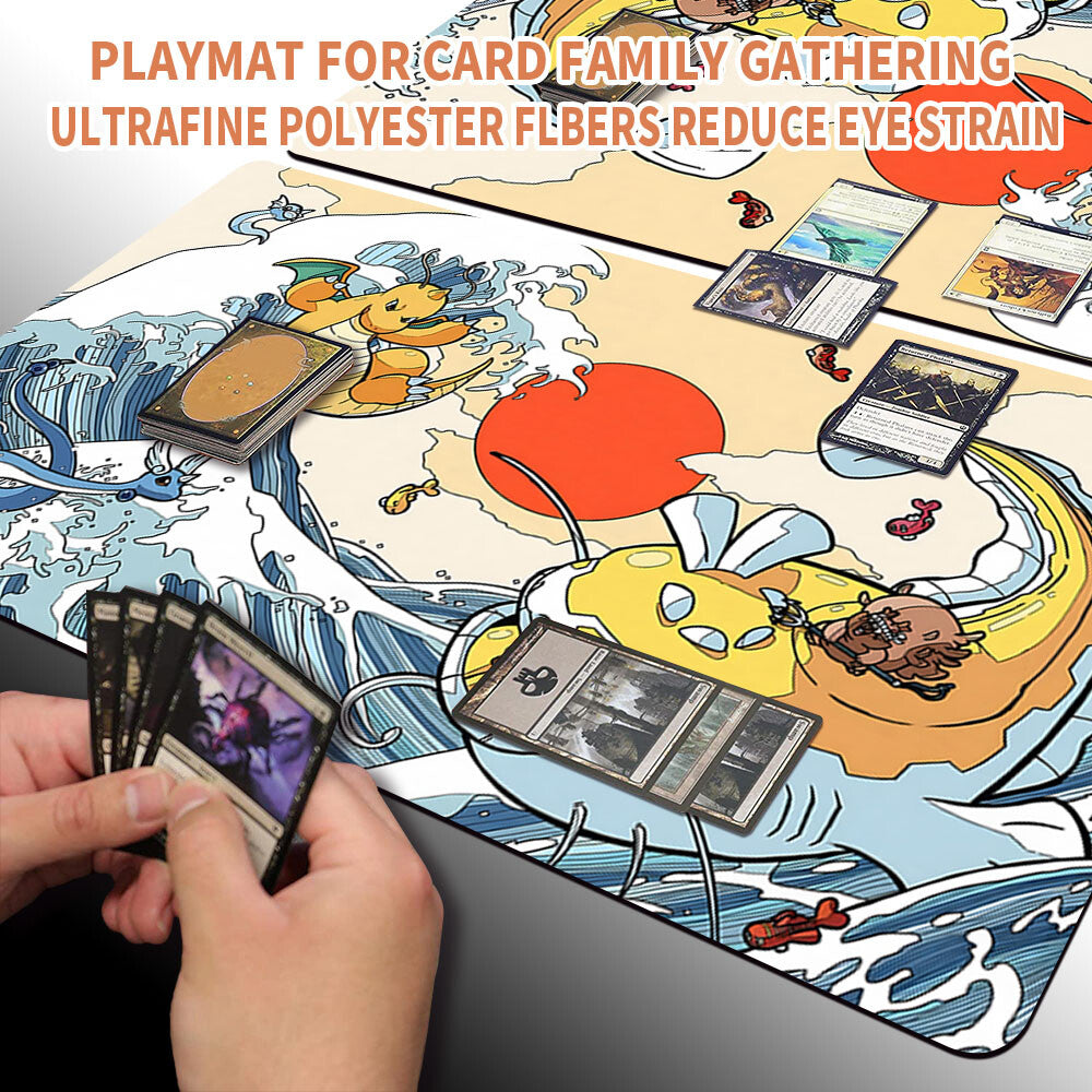 New Pokemon Dragonite Playmat Stitched Edge with Free Bag | Pokemon Playmat Stitched Edge With Zones |215455