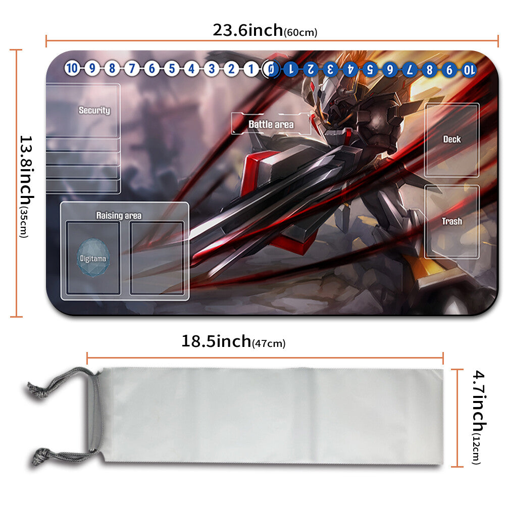 Board Game Digimon Playmat With Card Zones Mousepad Playmat of TCG CCG Stitched Edge