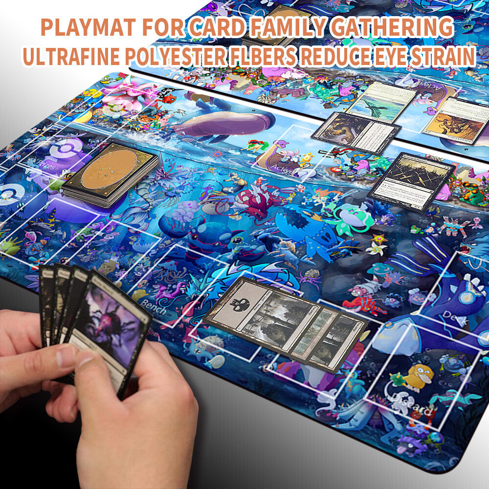 Pokemon Playmat Stitched Edge With Zones + Free Bag Trading Card Game Playmat Stitched Edge of MTG TCG CCG