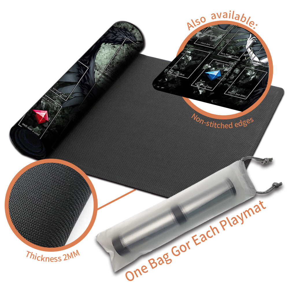 Yugioh Playmat Stitched Edge With Card Zones Yugioh Mouse pad Playmat Stitched Edge of Yugioh TCG