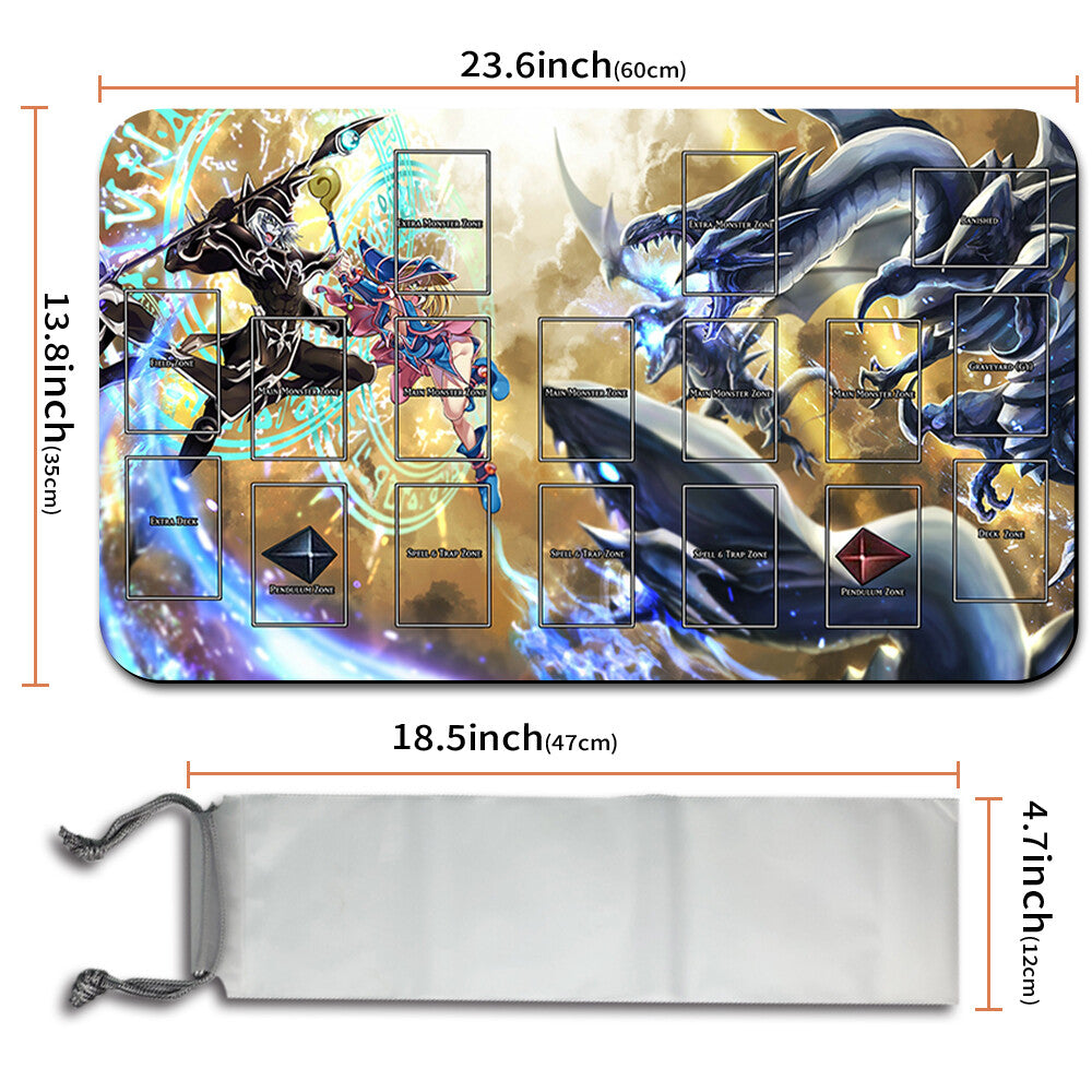 Yugioh Playmat Stitched Edge With Card Zones Yugioh Mouse pad Playmat Stitched Edge of Yugioh TCG