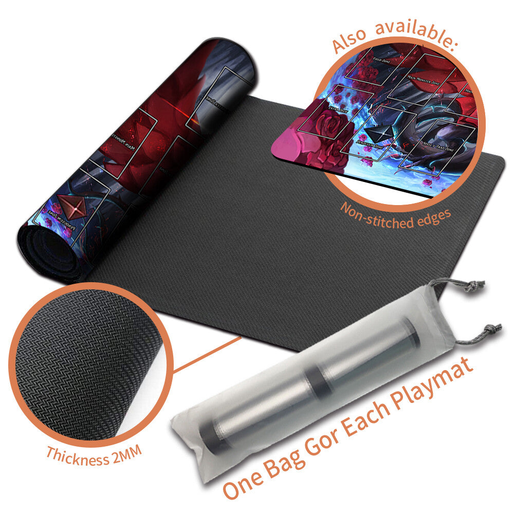 Yugioh Playmat Stitched Edge With Card Zones Yugioh Mouse pad Playmat Stitched Edge of Yugioh TCG