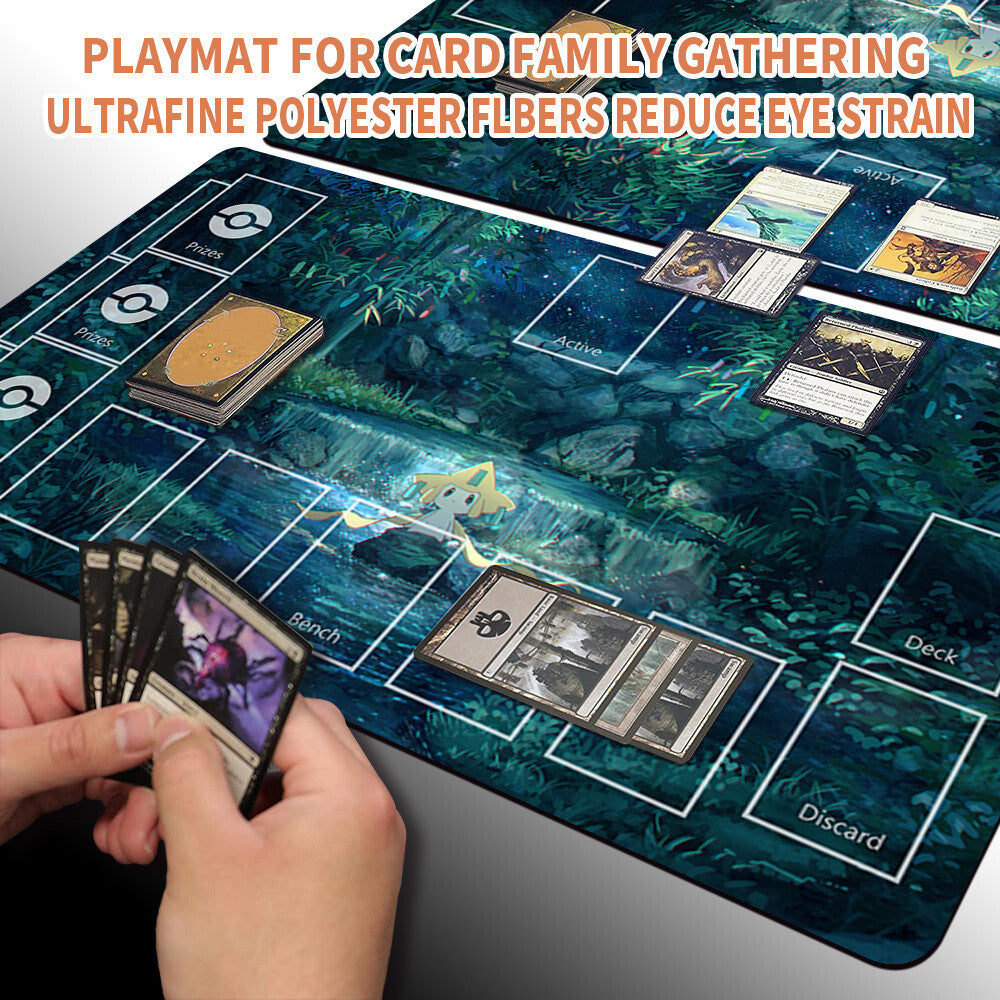 NEW Pokemon Playmat Stitched Edge with Card Zones Free Bag Rubber Playmat Stitched Edge Compatible Pokemon