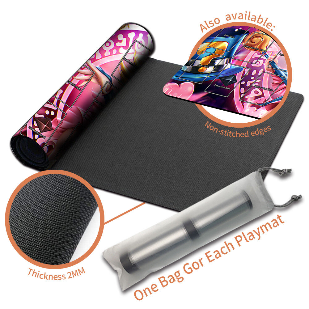 Yugioh Playmat Stitched Edge With Card Zones Yugioh Mouse pad Playmat Stitched Edge of Yugioh TCG