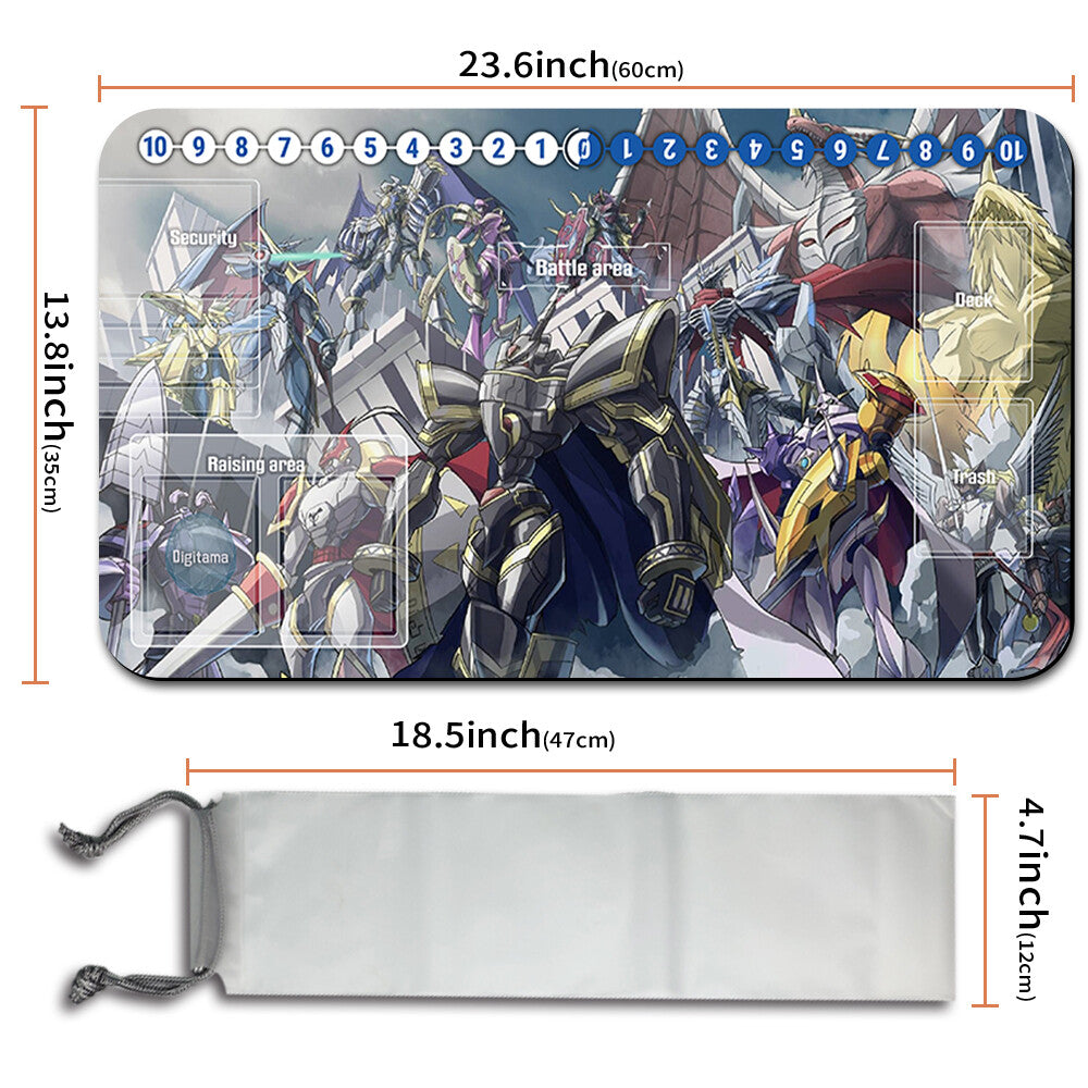 Board Game Digimon Playmat With Card Zones Mousepad Playmat of TCG CCG Stitched Edge