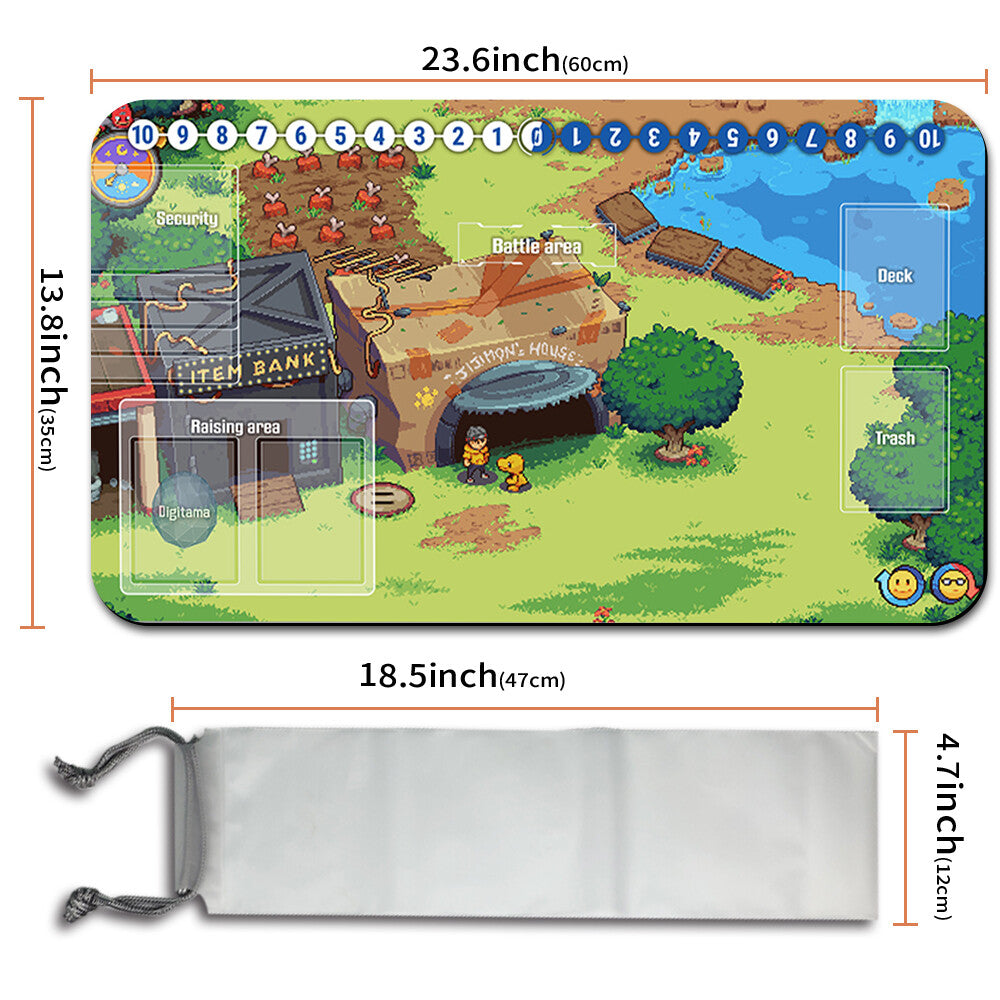 Board Game Digimon Playmat With Card Zones Mousepad Playmat of TCG CCG Stitched Edge