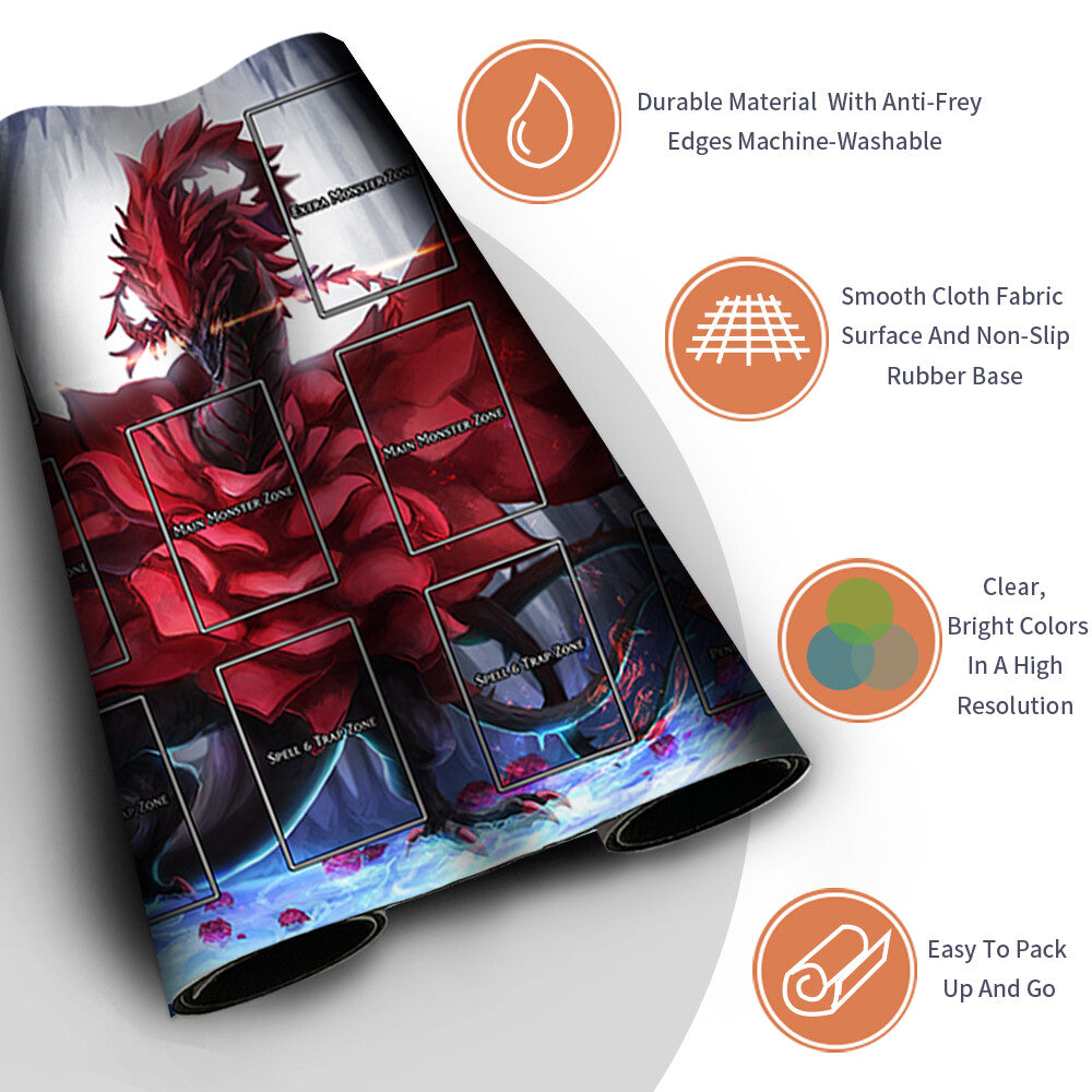 Yugioh Playmat Stitched Edge With Card Zones Yugioh Mouse pad Playmat Stitched Edge of Yugioh TCG