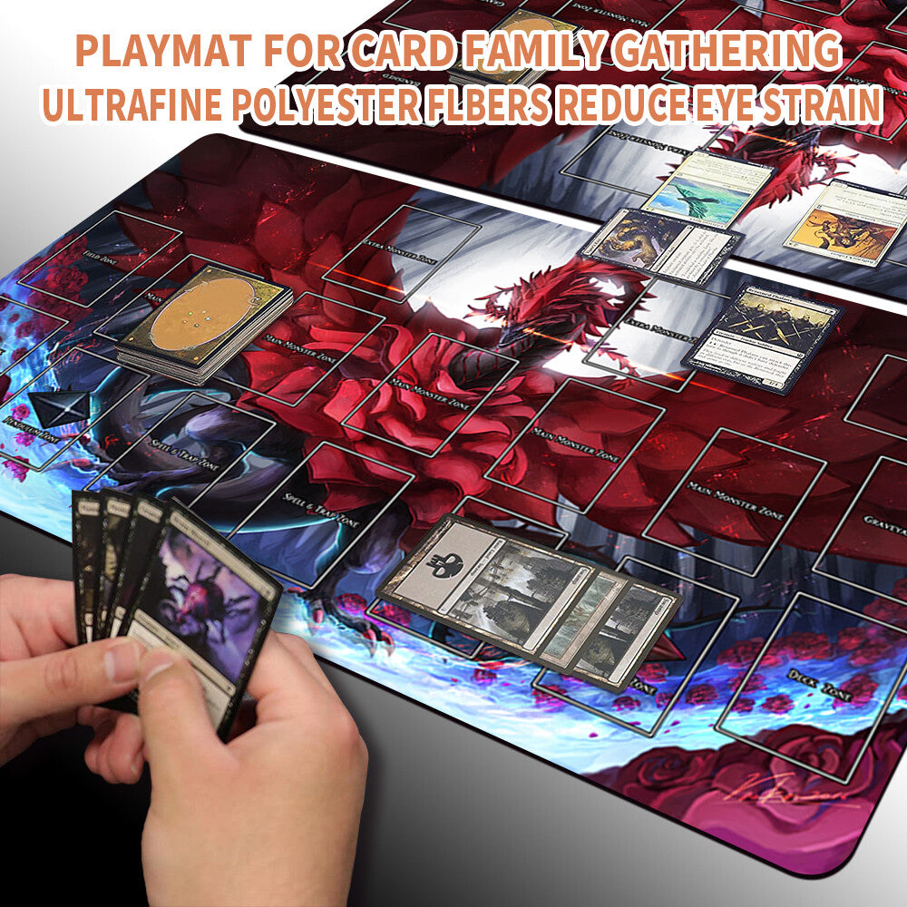 Yugioh Playmat Stitched Edge With Card Zones Yugioh Mouse pad Playmat Stitched Edge of Yugioh TCG
