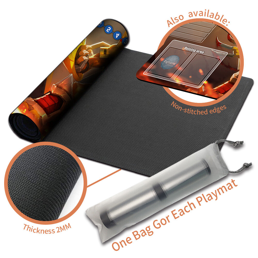 Board Game Digimon Playmat With Card Zones Mousepad Playmat of TCG CCG Stitched Edge