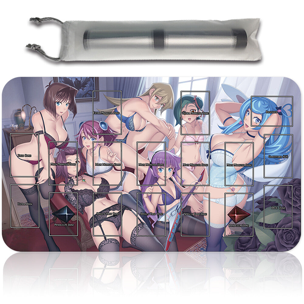 Yugioh Playmat Stitched Edge With Card Zones Yugioh Mouse pad Playmat Stitched Edge of Yugioh TCG