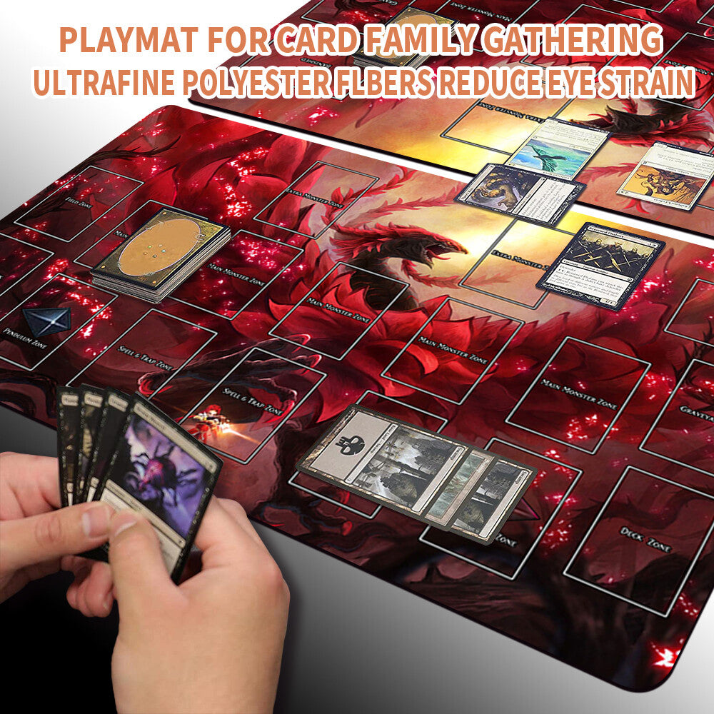Yugioh Playmat Stitched Edge With Card Zones Yugioh Mouse pad Playmat Stitched Edge of Yugioh TCG