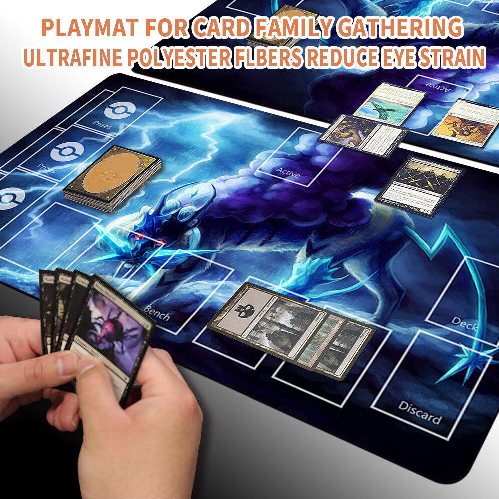 NEW Pokemon Playmat Stitched Edge with Card Zones Free Bag Rubber Playmat Stitched Edge Compatible Pokemon