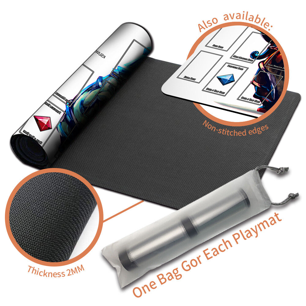 Yugioh Playmat Stitched Edge With Card Zones Yugioh Mouse pad Playmat Stitched Edge of Yugioh TCG