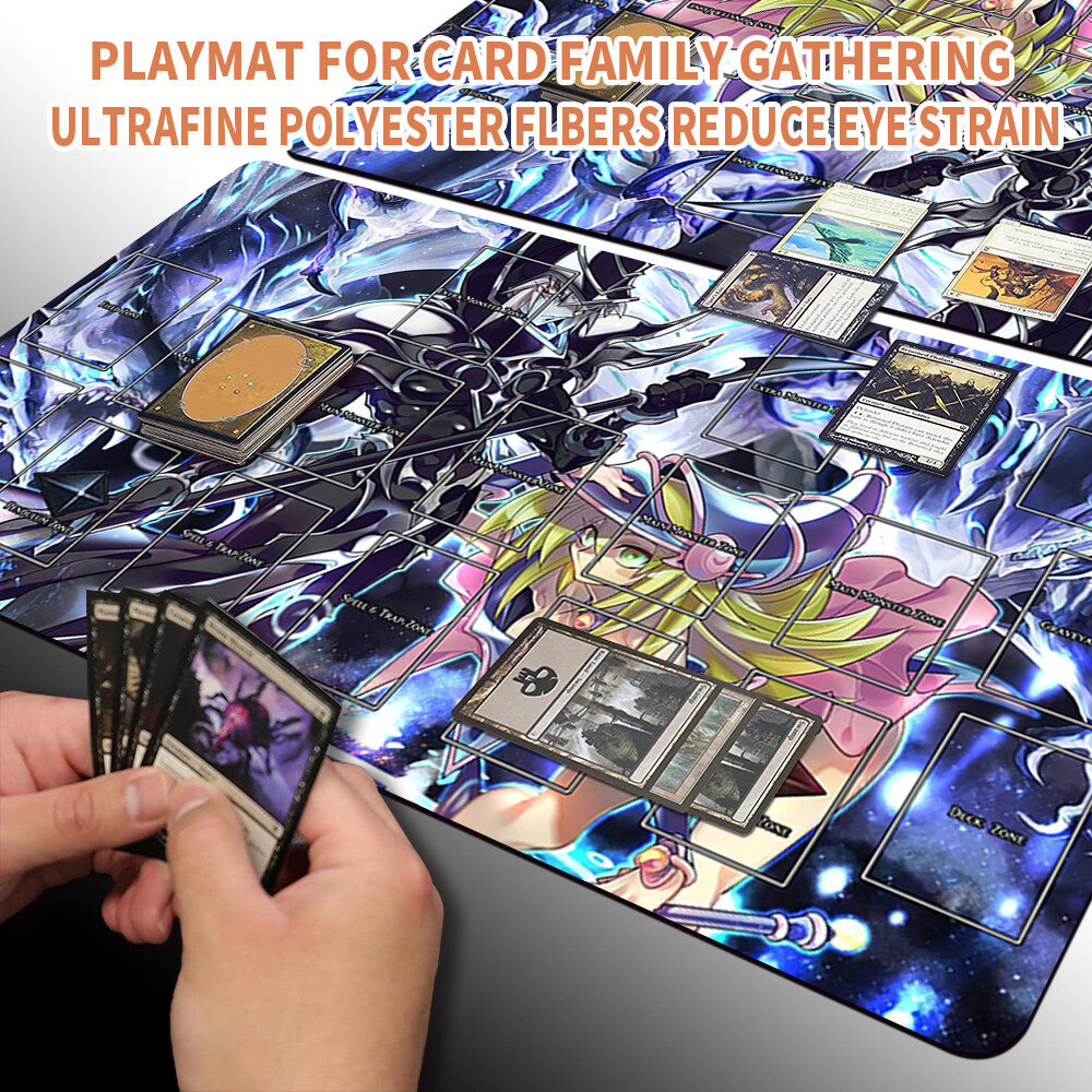 Yugioh Playmat Stitched Edge With Card Zones Yugioh Mouse pad Playmat Stitched Edge of Yugioh TCG