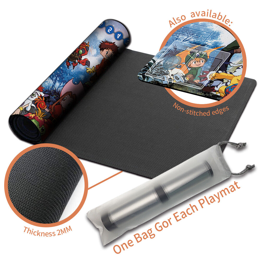Board Game Digimon Playmat With Card Zones Mousepad Playmat of TCG CCG Stitched Edge