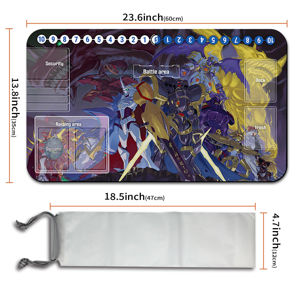 Board Game Digimon Playmat With Card Zones Mousepad Playmat of TCG CCG Stitched Edge