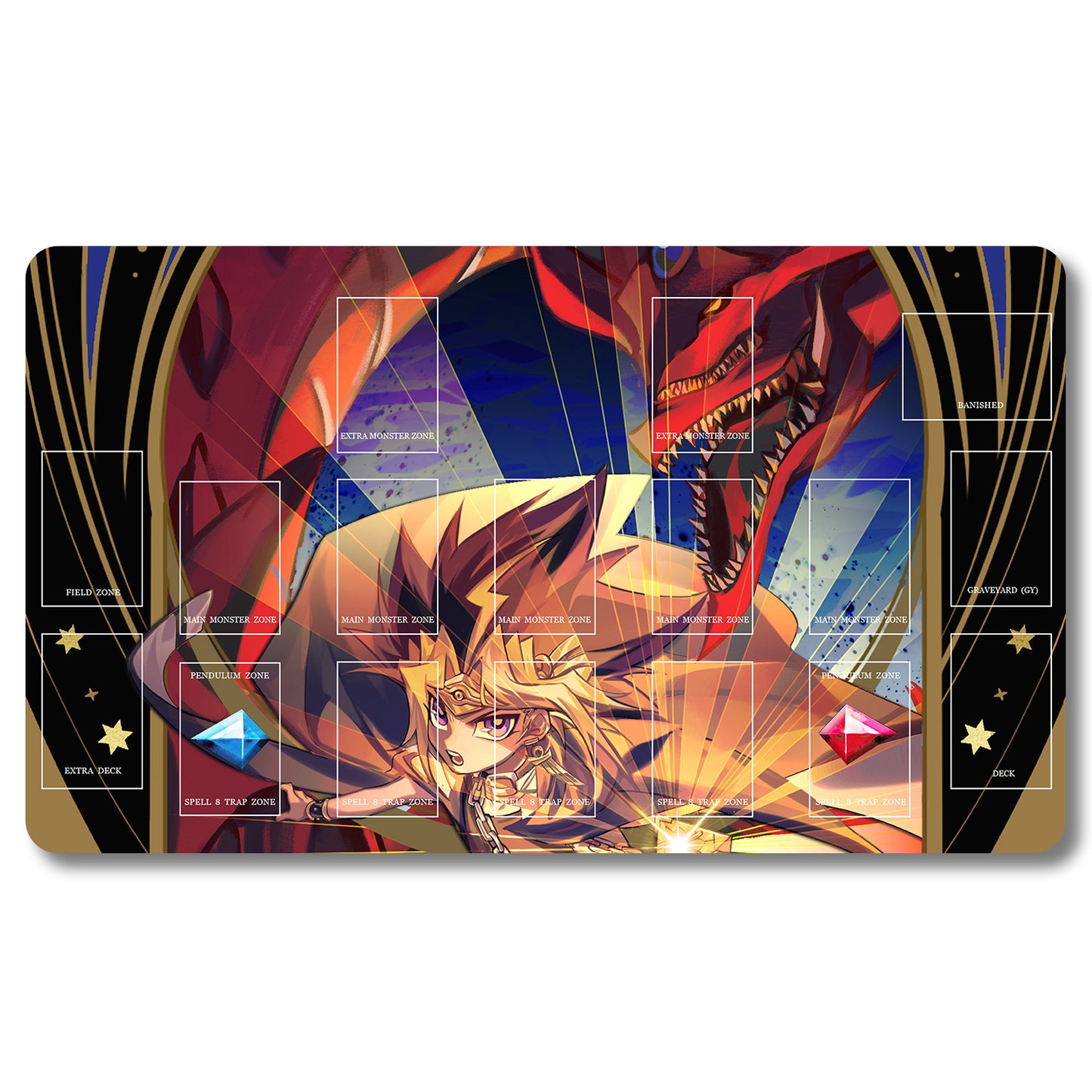 Brettspiel-Peripheriegerät – 1215077 – Yugioh-Spielmatte, Größe 59,9 x 34,9 cm. Spielmatten, kompatibel mit TCG, OCG, CCG, Sammelkartenspiel