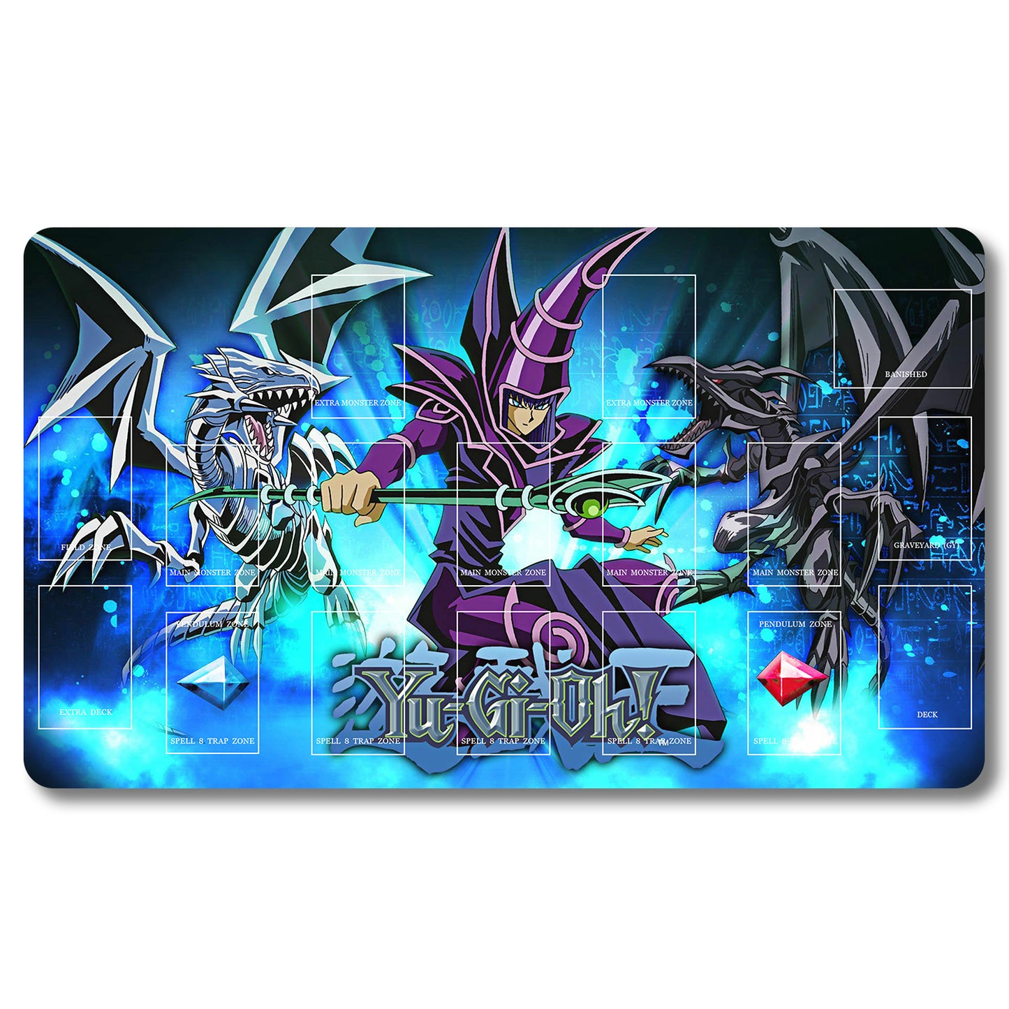 Brettspiel-Peripheriegerät – 447953 – Yugioh-Spielmatte, Größe 59,9 x 34,9 cm. Spielmatten, kompatibel mit TCG, OCG, CCG, Sammelkartenspiel